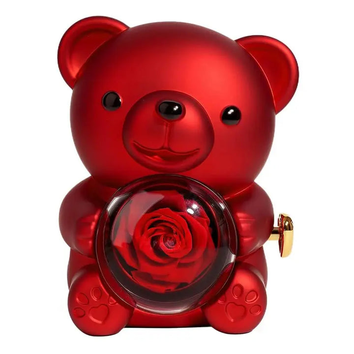 Teddy Bear with Preserved Rose Romantic Gift with Real Rose & Elegant Gift Box