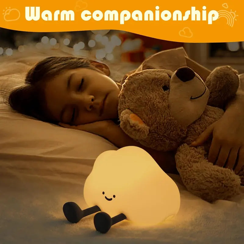 Cloud Shaped Night Light USB Rechargeable Silicone Lamp with 3-Level Dimmable Light