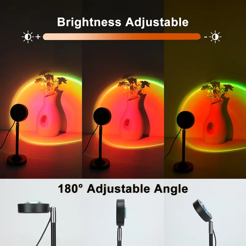 Sunset Lamp Projector 180° Adjustable 4 Modes, RGB Ambient Light for Bedroom & Parties