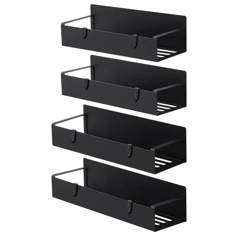 Magnetic Spice Rack Organizer Black Fridge Storage with Hooks for Refrigerator & Oven