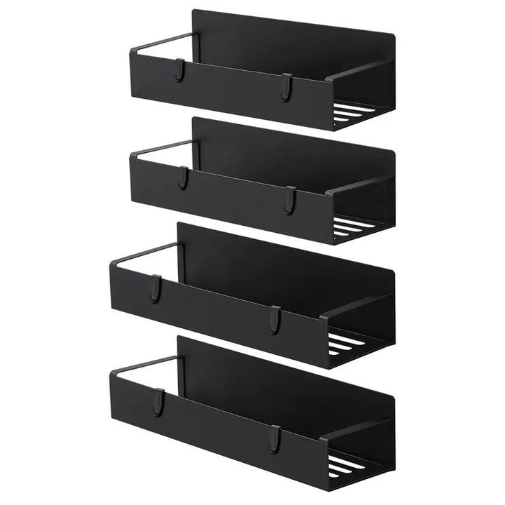 Magnetic Spice Rack Organizer Black Fridge Storage with Hooks for Refrigerator & Oven