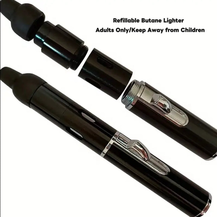Refillable Metal Butane Torch Lighter Windproof Jet Flame with Adjustable, Child-Resistant Safety