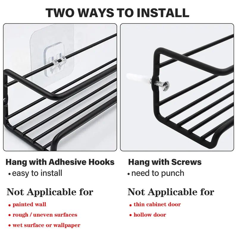 Wall Mounted Spice Organizer 2/4PCS Kitchen Storage Racks with Adhesive Stickers & Screws