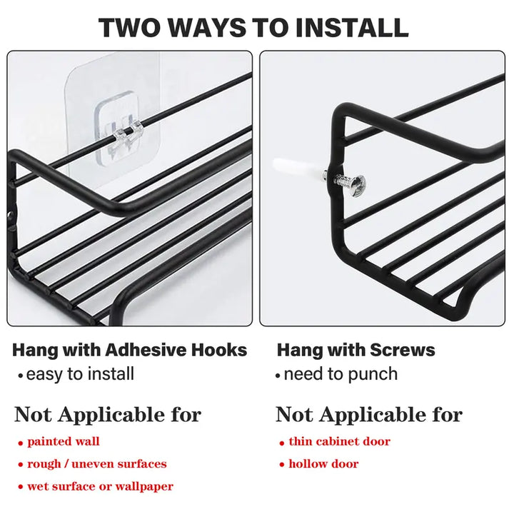 Wall Mounted Spice Organizer 2/4PCS Kitchen Storage Racks with Adhesive Stickers & Screws