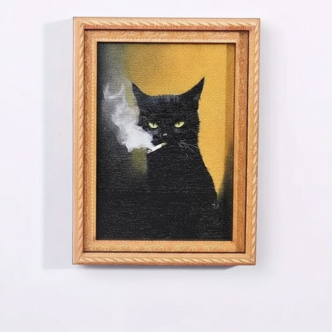 Funny Cat Fridge Magnet – Vintage Art Frame, Cute Stocking Stuffer Gift