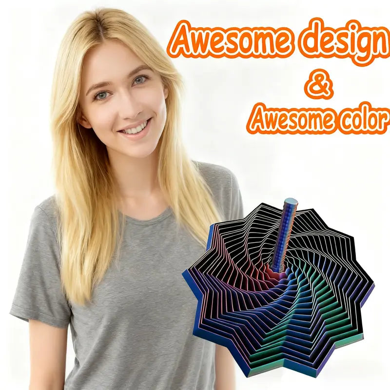 3D Printed Sensory Fidget Star Hypnotic Whirling Spiral Stress Relief Toy with Handle