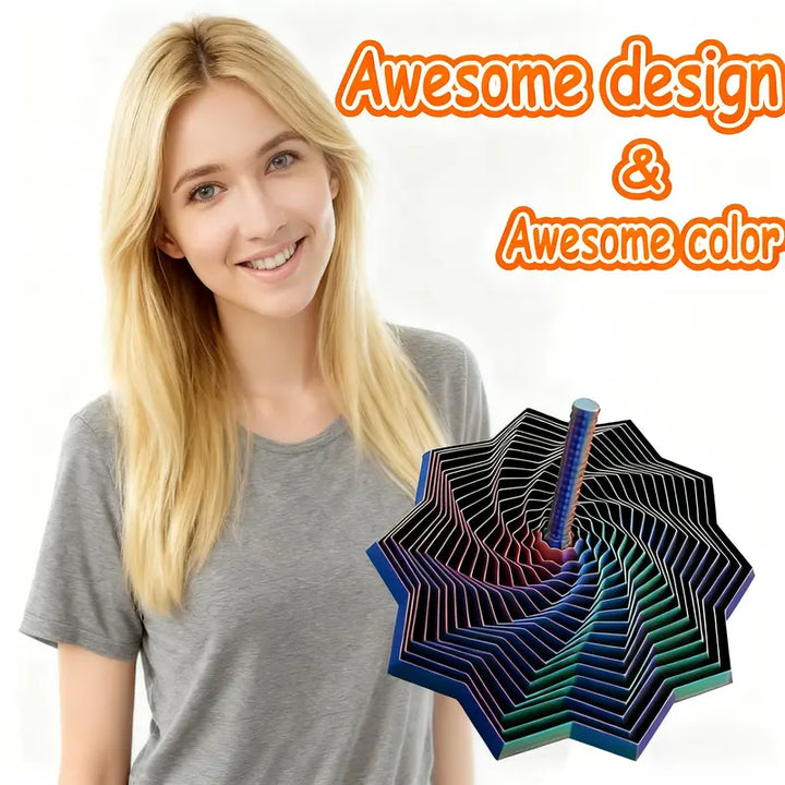 3D Printed Sensory Fidget Star Hypnotic Whirling Spiral Stress Relief Toy with Handle