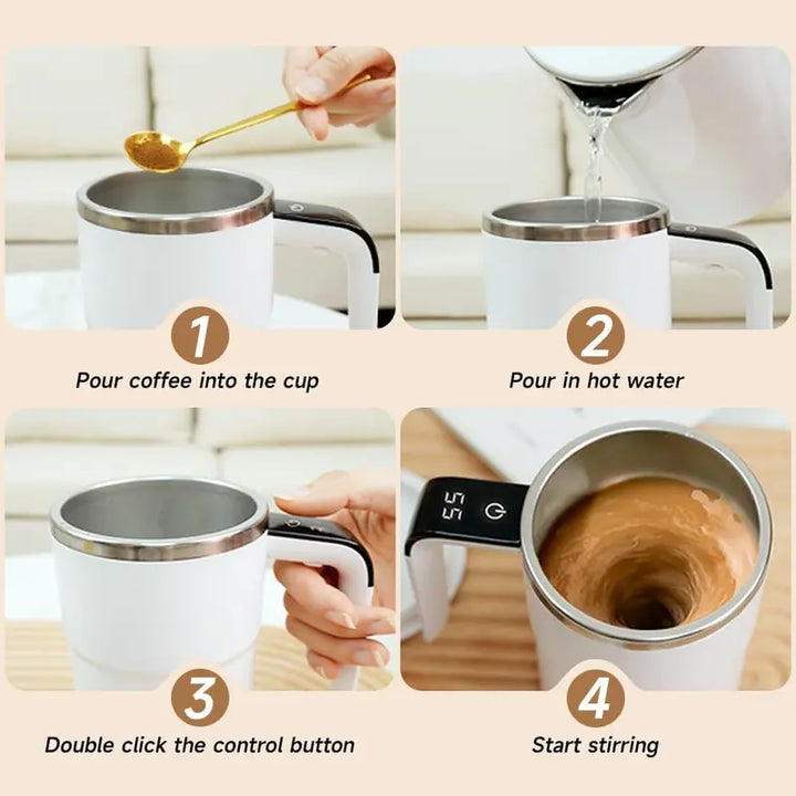 Magnetic Self-Stirring Coffee Mug – Rechargeable Automatic Mixing Cup with LCD Thermometer