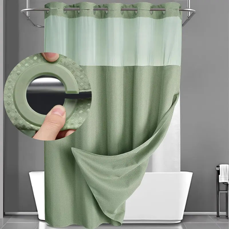 Shower Curtain with Snap-In Liner Wagonfly, Waterproof Inner Liner, Washable Cloth Curtain