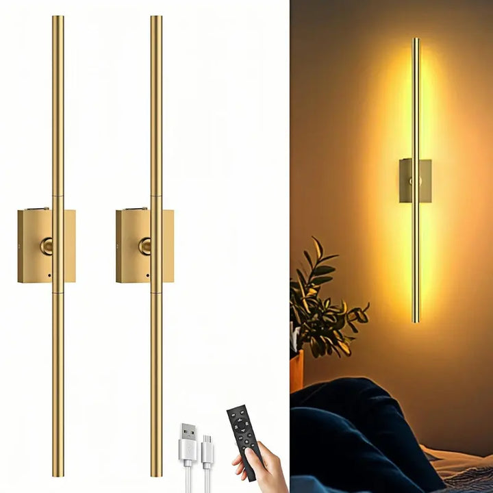 Modern Battery Operated Wall Lights – Set of 2, 31.5″ LED Sconces with Remote for Picture & Accent Lighting