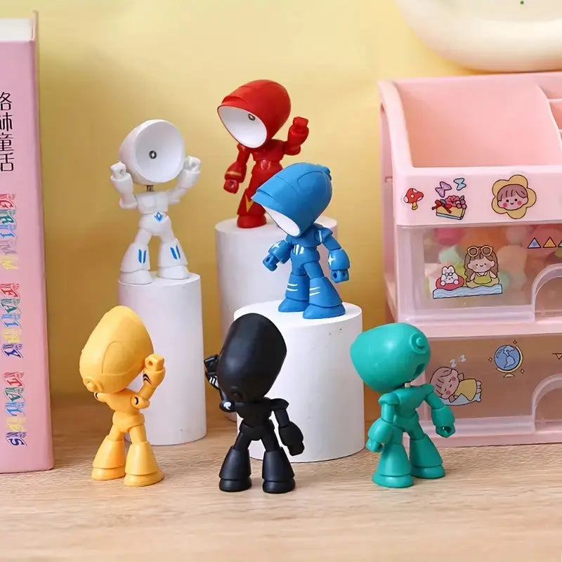 LED Mini Robot Night Light Cute Cartoon Companion Lamp for Bedroom & Desk Decor