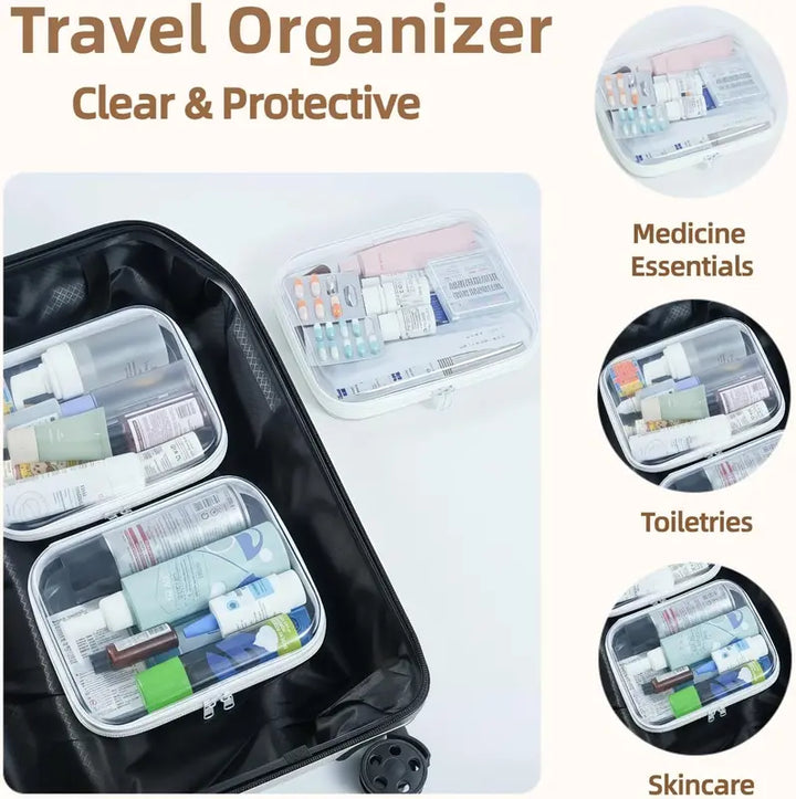 Clear PVC Zippered Storage Organizer – Hard Shell, Waterproof Travel Case for Cosmetics & Small Items