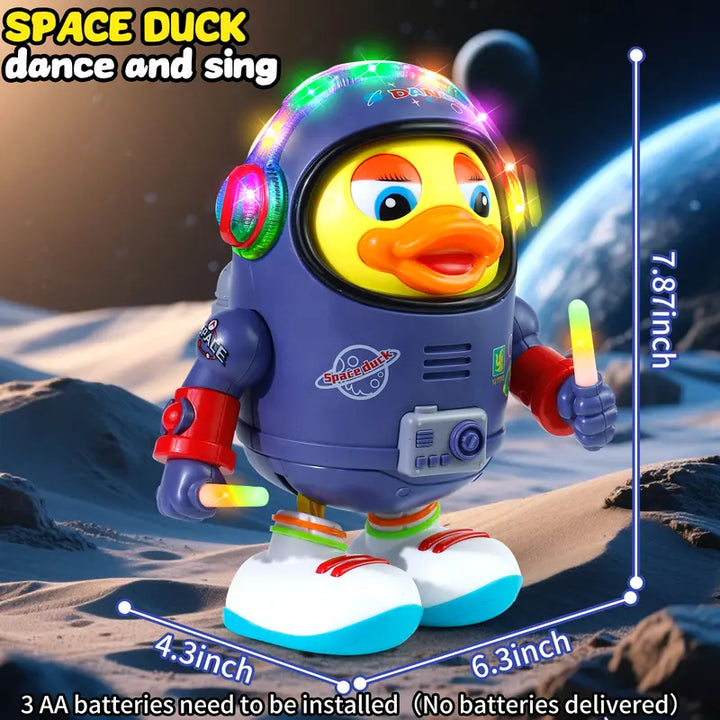 Dancing Astronaut Duck Toy – LED Lights, Interactive Fun Walking Toy for Kids
