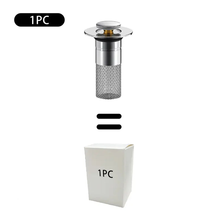 Bathroom Sink Drain Strainer – Pop Up Sink Stopper with Removable Stainless Steel Hair Catcher