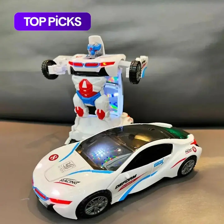 Automatic Deformation Robot Car Toy Transforming Car with Lights, Music & Obstacle Avoidance