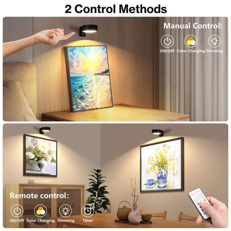 3-Pack RGB Picture Lights Magnetic Wall Lights with Remote, Timer, and Dimmable Control