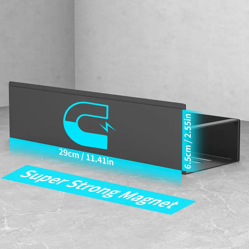 Magnetic Spice Rack Organizer Black Fridge Storage with Hooks for Refrigerator & Oven