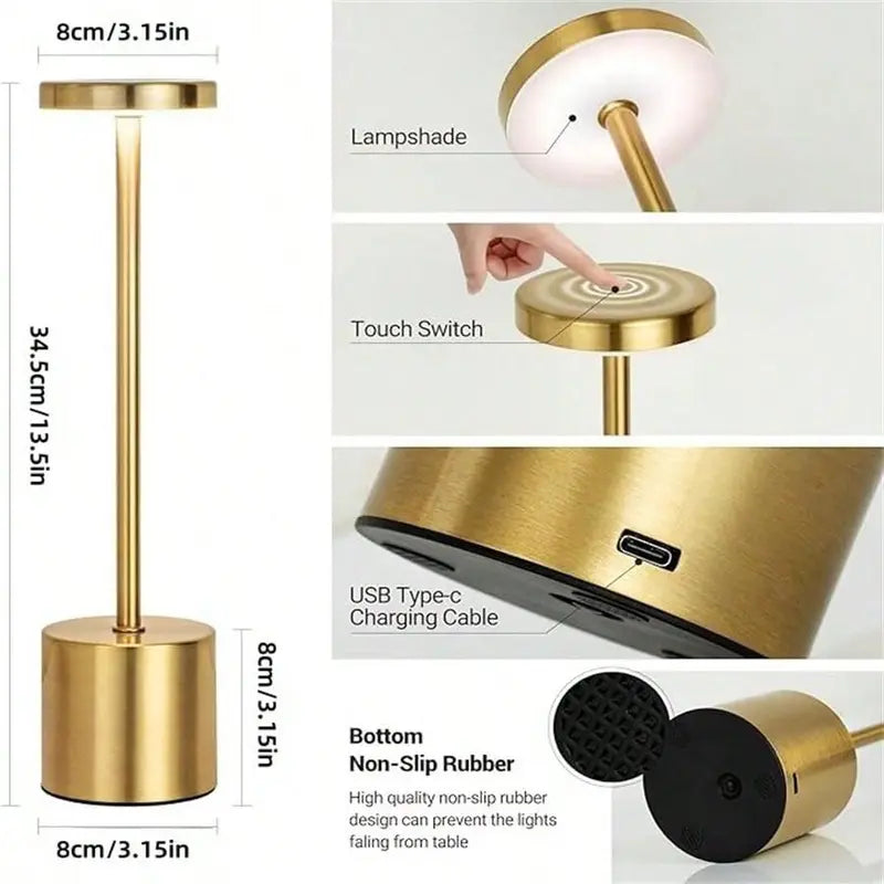 USB Rechargeable Table Lamp Modern Touch Control LED Desk Lamp, Wireless Ambient Light