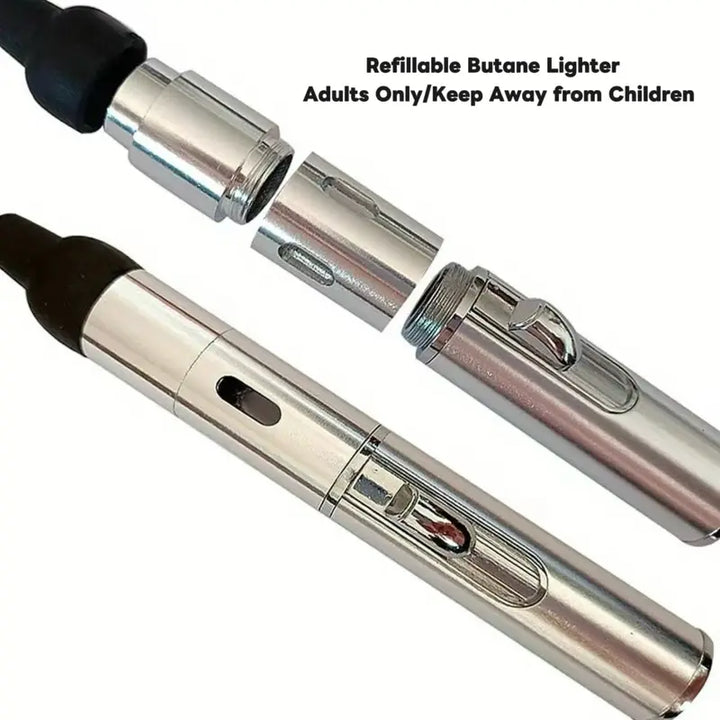 Refillable Metal Butane Torch Lighter Windproof Jet Flame with Adjustable, Child-Resistant Safety