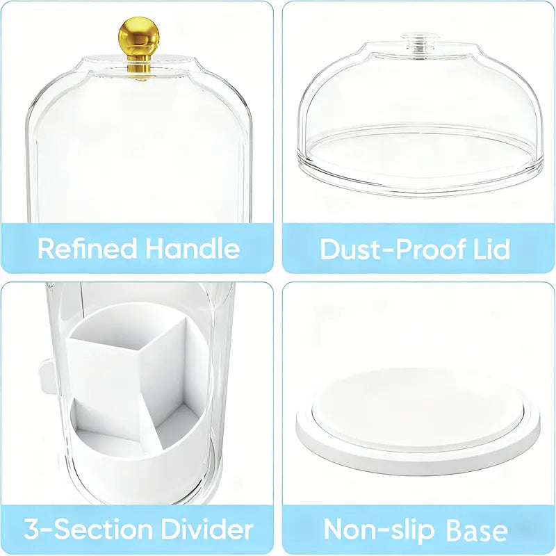 360° Spinning Toothbrush & Makeup Organizer Dustproof, Anti-Slip Bathroom Storage with Drainage