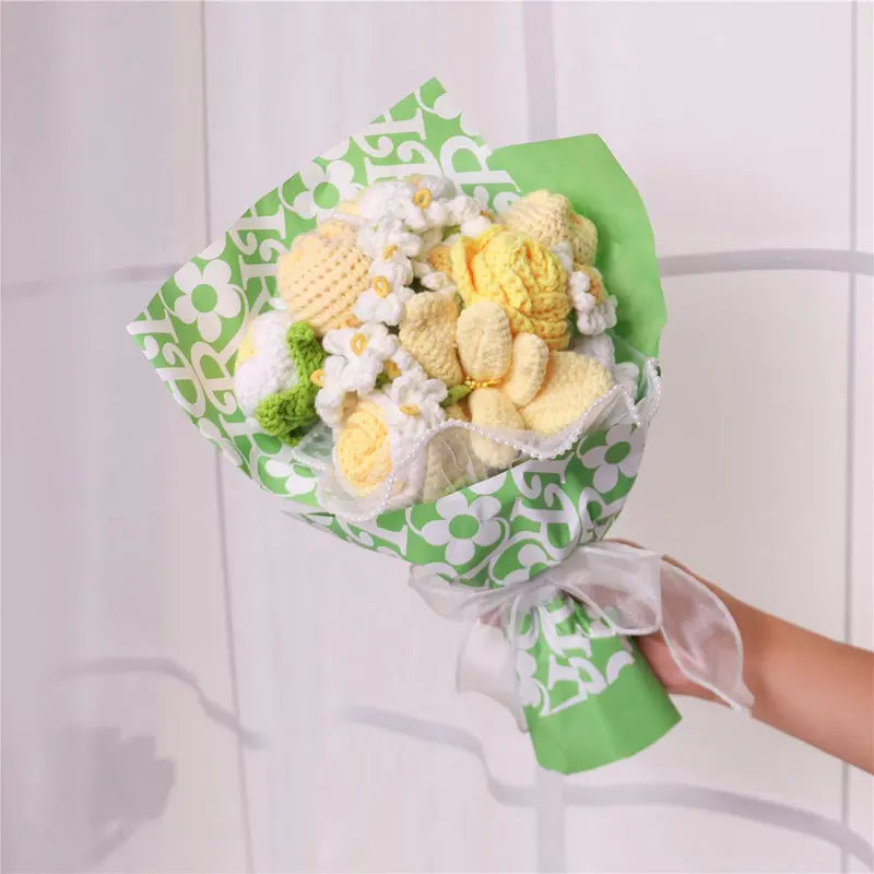 Crochet Flower Bouquet Handmade Artificial Flowers for Gifts & Home Decor
