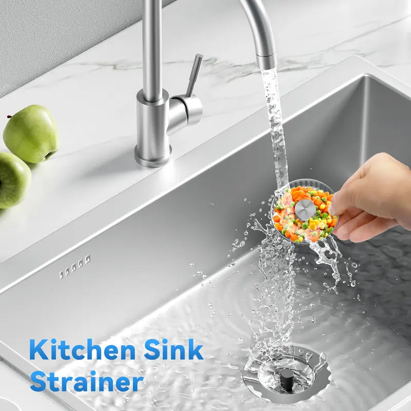 Kitchen Sink Drain Plug & Strainer – 3-in-1 Anti-Clog Deodorizing Basket, Stainless Steel