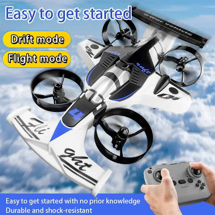 Remote-Controlled Car & Plane Combo 360-Degree Drift Tires, Land & Air Capable