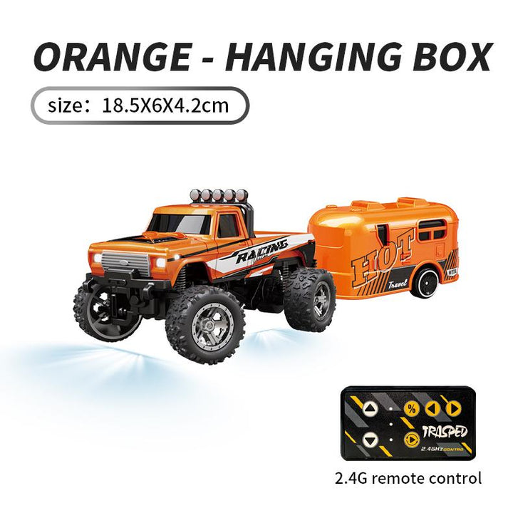 Hotfree 1/64 Mini RC Monster Truck – Metal Off-Road Stomper with Trailer, 2.4GHz Remote Control