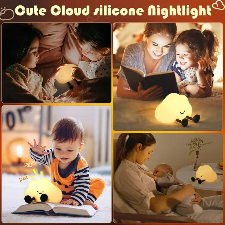 Cloud Shaped Night Light USB Rechargeable Silicone Lamp with 3-Level Dimmable Light