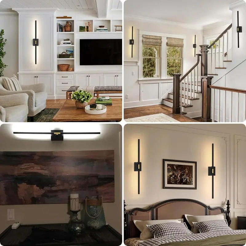 Modern Battery Operated Wall Lights – Set of 2, 31.5″ LED Sconces with Remote for Picture & Accent Lighting