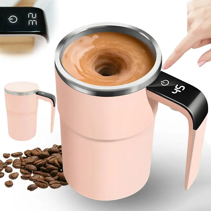 Magnetic Self-Stirring Coffee Mug – Rechargeable Automatic Mixing Cup with LCD Thermometer
