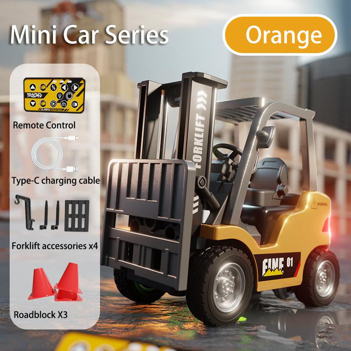 Hotfree 1/64 Mini RC Forklift 11-Channel Remote Control Excavator with 2-in-1 Lift Fork & Hook