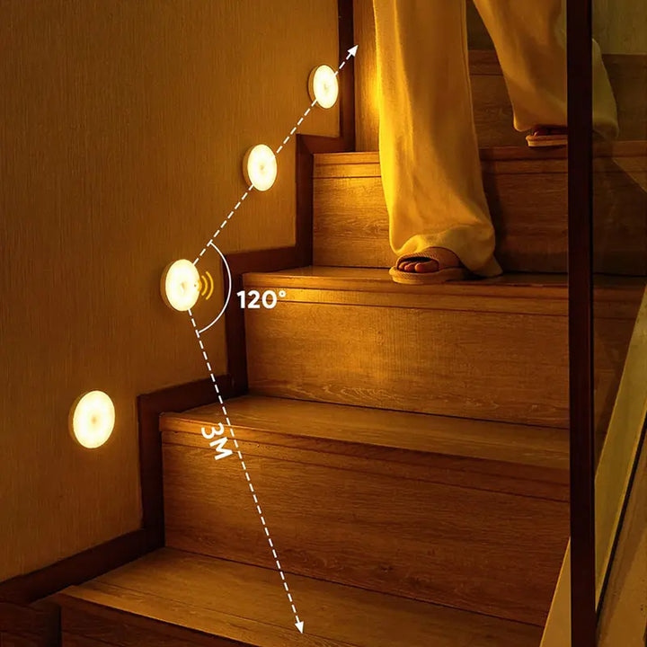 3/6 Pack 8LED Motion Sensor Night Lights – USB Rechargeable, 5 Modes for Hallway, Cabinet & Stairs
