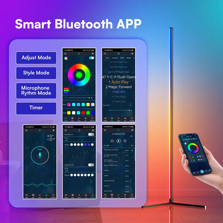 Smart LED Corner Lamp – RGB Floor Lamp with App, Remote, Music Sync & Scene Modes