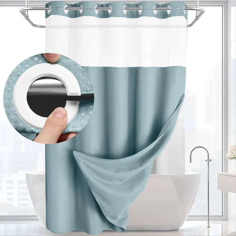 Shower Curtain with Snap-In Liner Wagonfly, Waterproof Inner Liner, Washable Cloth Curtain
