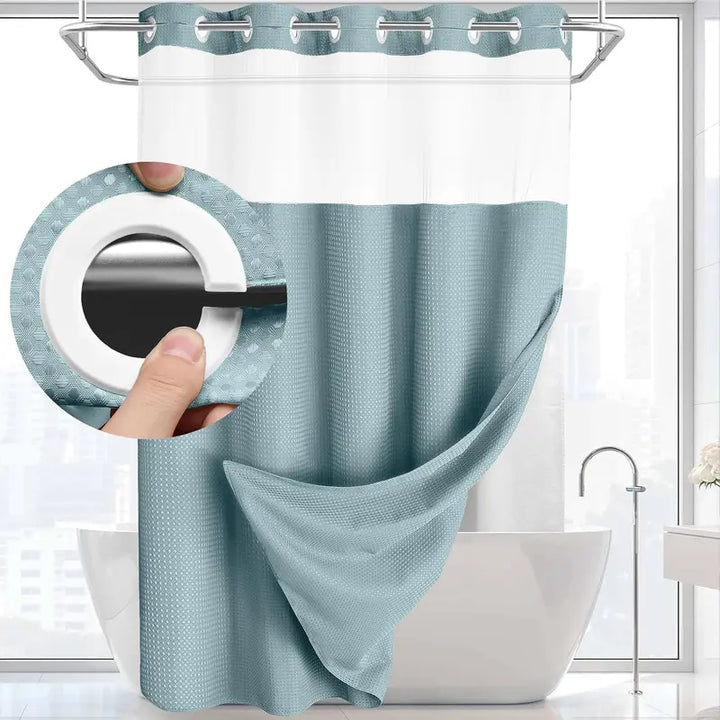 Shower Curtain with Snap-In Liner Wagonfly, Waterproof Inner Liner, Washable Cloth Curtain