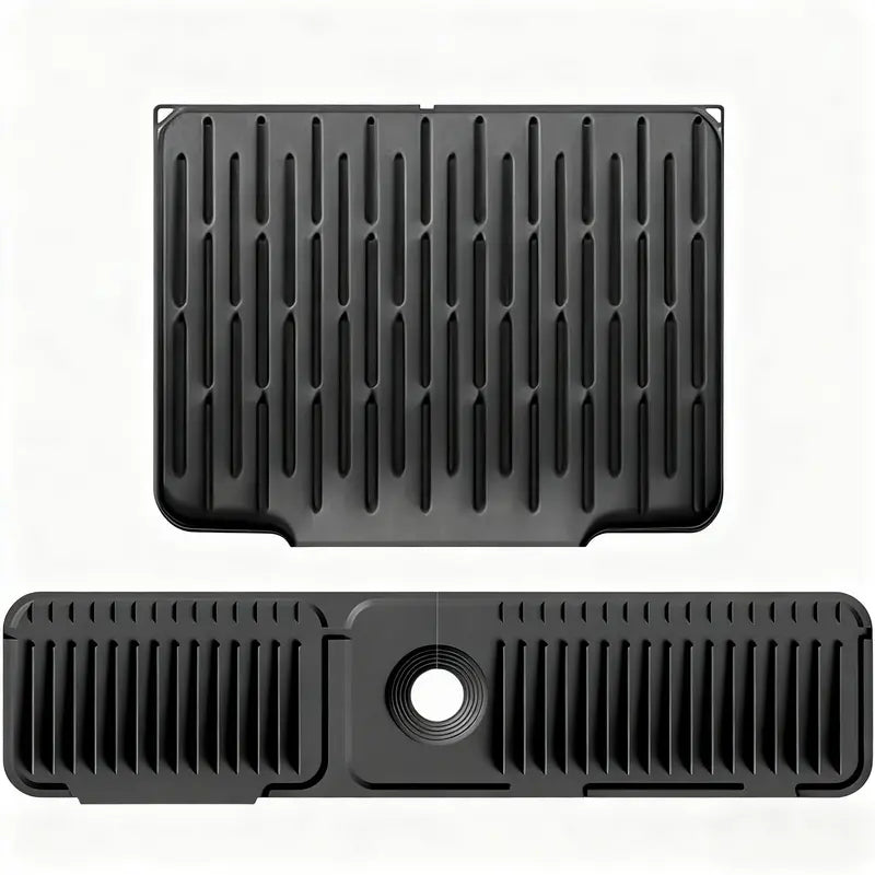 Sink Faucet Protector Mat Silicone Drainage Pad with Adjustable Hole, Waterproof and Non-Slip