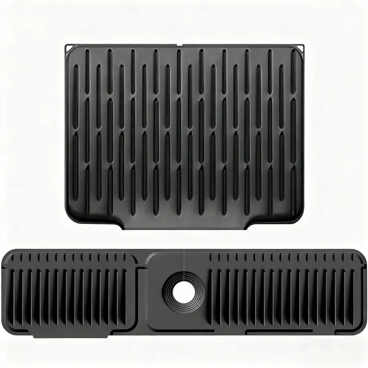 Sink Faucet Protector Mat Silicone Drainage Pad with Adjustable Hole, Waterproof and Non-Slip