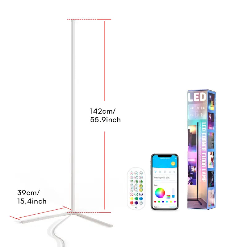 Smart LED Corner Lamp – RGB Floor Lamp with App, Remote, Music Sync & Scene Modes
