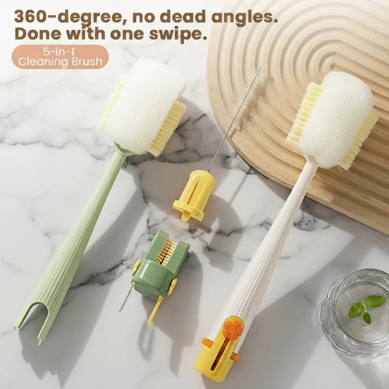 5-in-1 Multifunctional Bottle Brush Cup Lid Cleaner & Kitchen Cleaning Tool