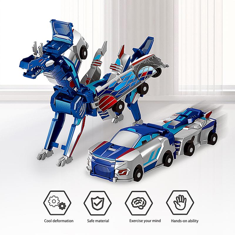 Magnetic Dinosaur Transformer Toy – 2-in-1 Cars that Transform into Flying Dragon, Deer & Unicorn