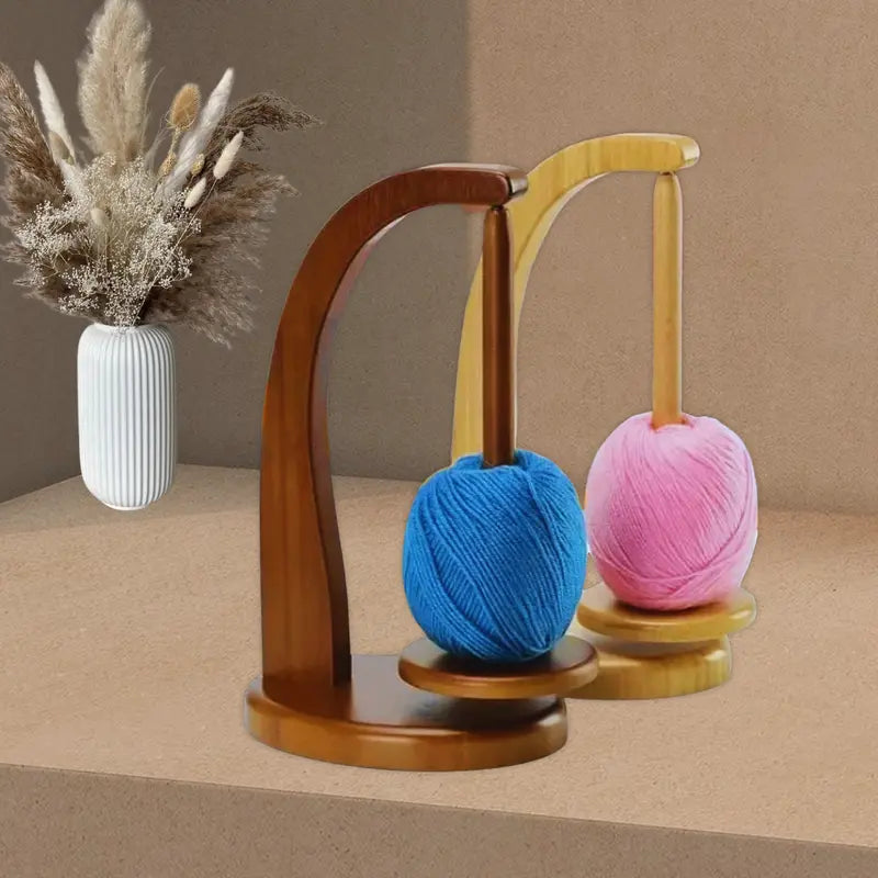 Wooden Yarn Winder with Magnetic Base – Stable Yarn Holder for Knitting & Crochet
