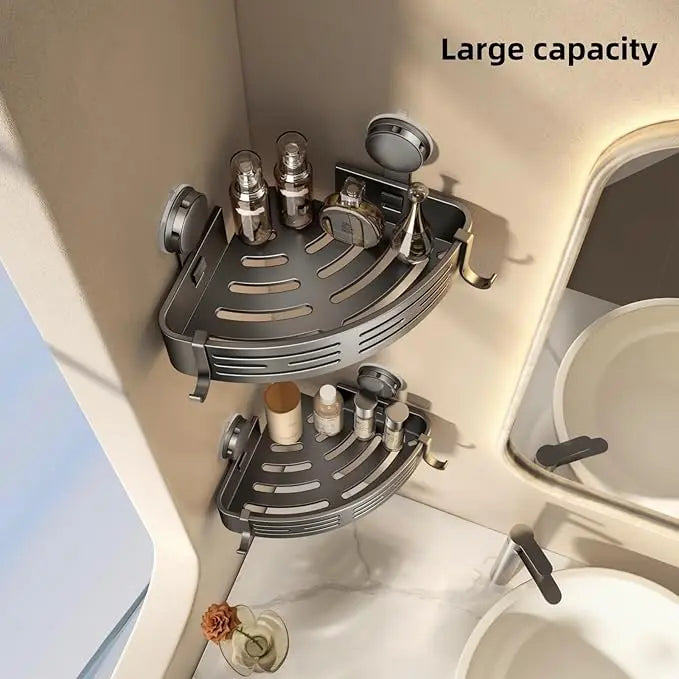 No-Drill Shower Caddy 3-Pack Triangle Corner Suction Shelves 40lbs Capacity