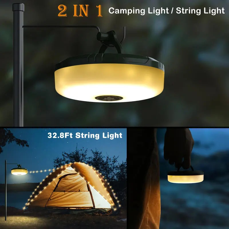 Rechargeable 2 in 1 Outdoor Camping String Light with 8 Lighting Modes