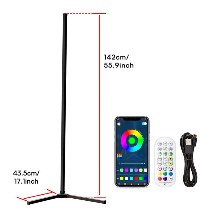 Smart LED Corner Lamp – RGB Floor Lamp with App, Remote, Music Sync & Scene Modes