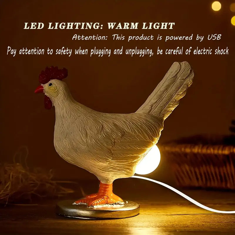 Chicken Design Desktop Decorative Light Cute Resin Animal Lamp for Home & Office Decor