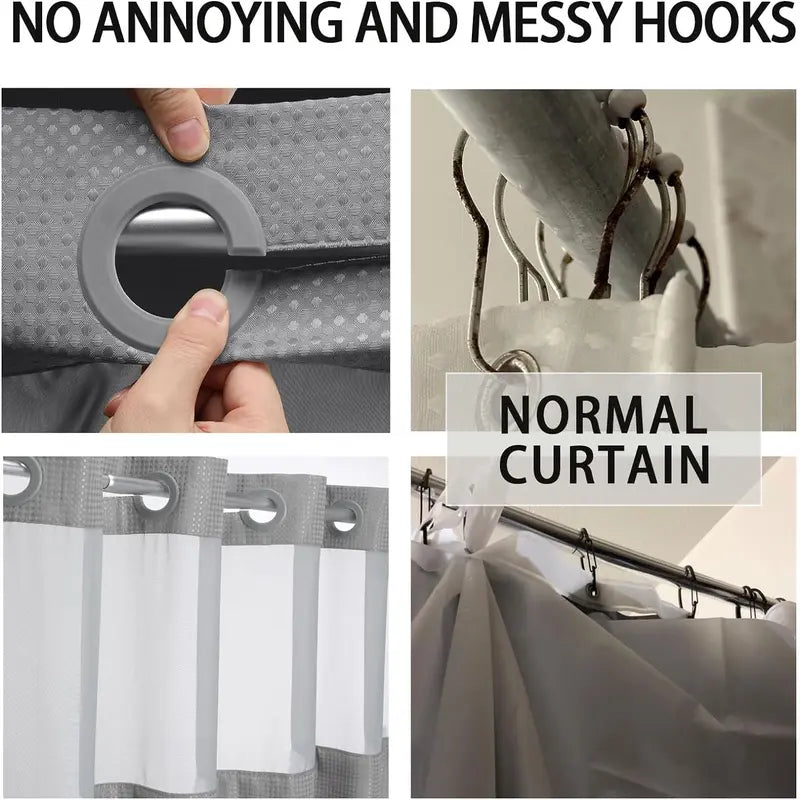 Shower Curtain with Snap-In Liner Wagonfly, Waterproof Inner Liner, Washable Cloth Curtain