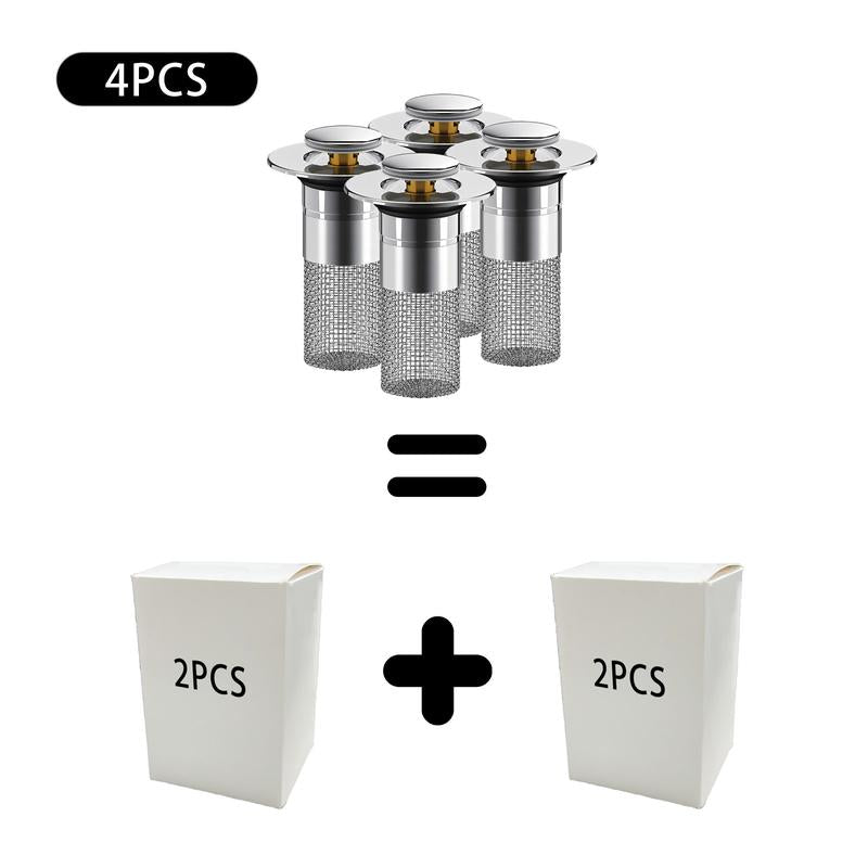 Bathroom Sink Drain Strainer – Pop Up Sink Stopper with Removable Stainless Steel Hair Catcher