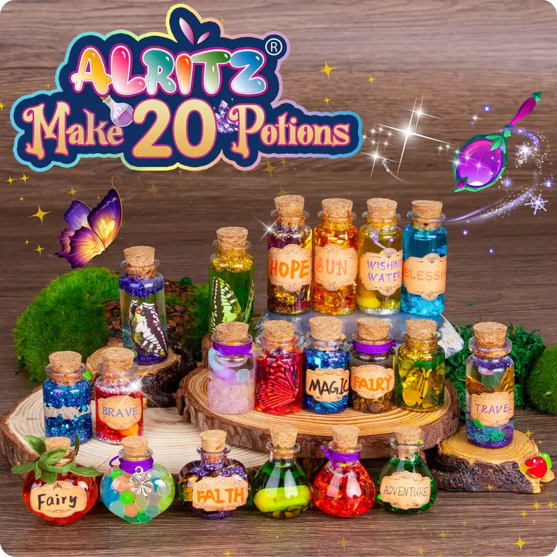 DIY Magic Potion Kit for Kids – Alritz 20-Bottle Wizard Dress-Up Toy for Boys & Girls, Ages 6+