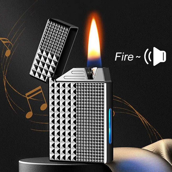 Voice-Activated Windproof Metal Lighter USB Rechargeable Smart Lighter for Outdoor & Home Use
